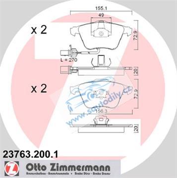 Brzdové desky přední Zimmermann, Audi A3, A4, A6, Superb II, Leon, 1K0698151B