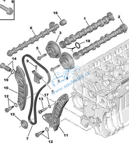 Sada rozvodového řetězu Bmw 114i, 116i, 118i, Peugeot 1.4 16v, Citroen DS3, DS4, DS5, Mini One
