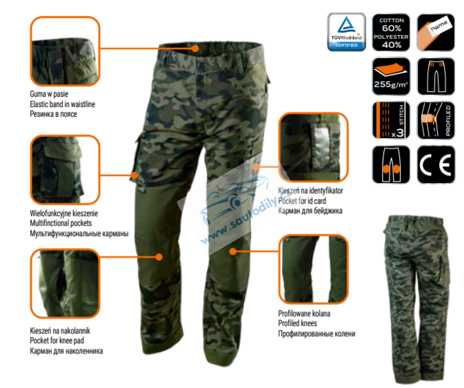 Kvalitní maskáčové kalhoty na ryby, zahradu volnočasové s certifikátem