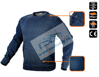 Pracovní stylová mikina Exclusive Denim 77% bavlna