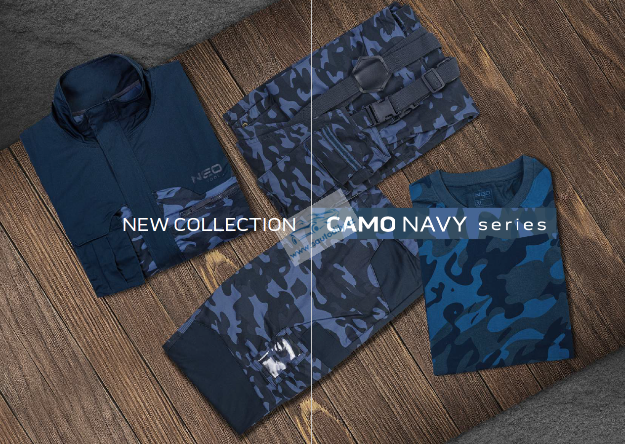 Maskáčové montérky s laclem Exclusive Slim Fit modré